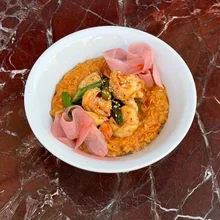 Papas de Aveia com Camarão e Espargos